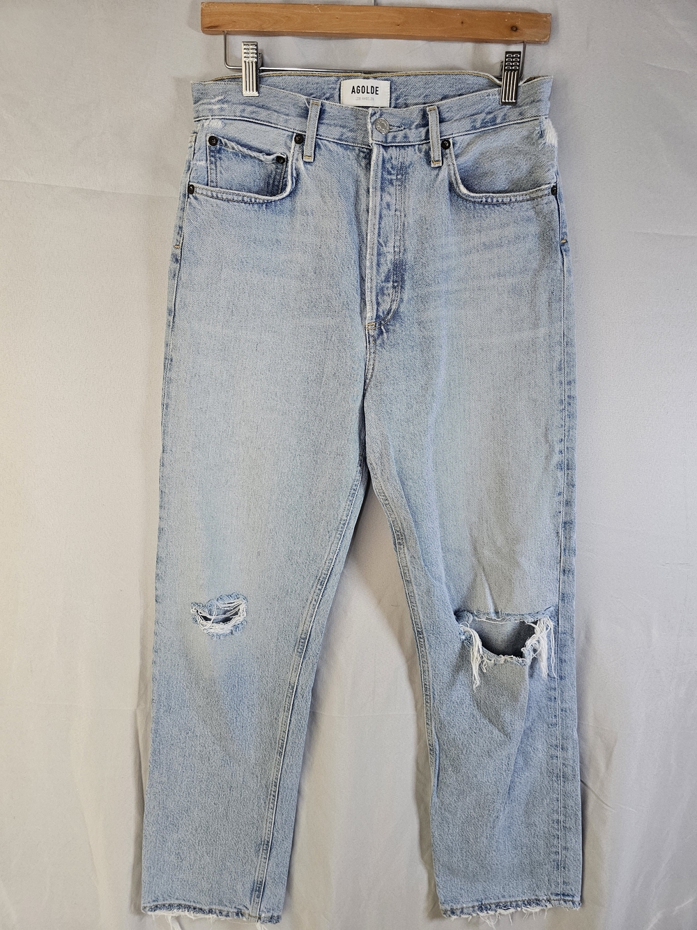 AGOLDE 90's Pinch Waist High Rise Straight Jeans Flashback Distressed Size 27